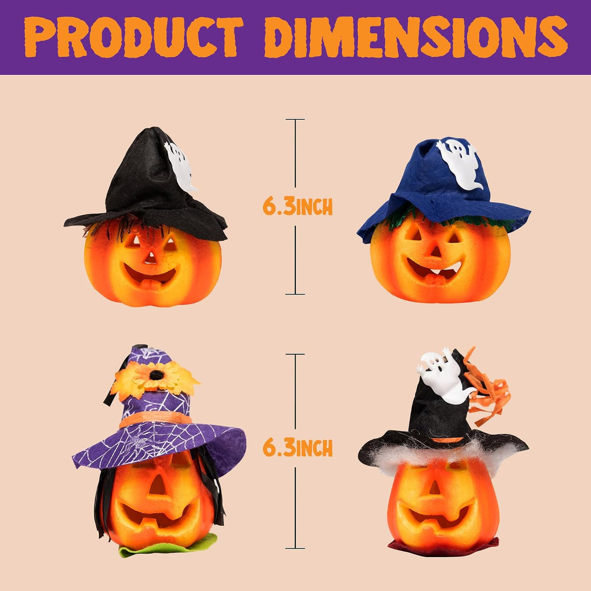 JOYIN 6 Pcs Light Up Pumpkins Halloween Decorations Outdoor Indoor Jack O Lanterns Decor LED Foam Home Large Trick Or Treat Bucket