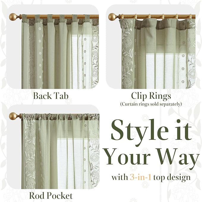 jinchan Winslow Sheer Curtains 96 Inch - Image 7