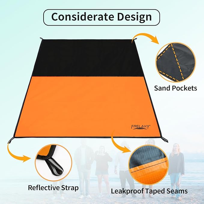 Frelaxy Pocket Picnic Blanket, Waterproof Sandproof Beach Mat, Compact Camping - Image 3
