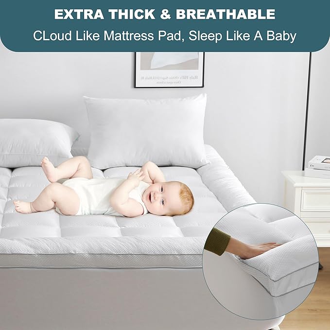 UNILIBRA Cal King Size Mattress Pad Pillow Top Mattress Cover Padded - Image 3