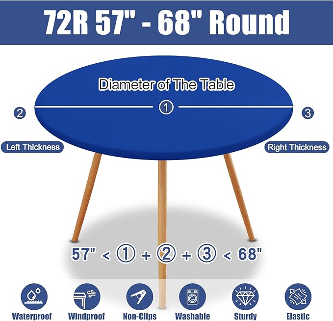 Round Spandex Tablecloth, Elastic Fitted Waterproof Tablecloths - Image 8