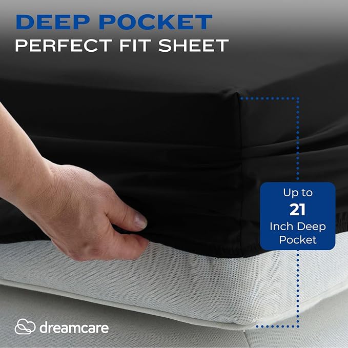 DREAMCARE King Size Sheets Set – 4 pcs Cooling Sheets – up to 21” Deep Pocket - Image 3