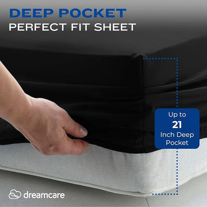 DREAMCARE King Size Sheets Set – 4 pcs Cooling Sheets – up to 21” Deep Pocket - Image 3