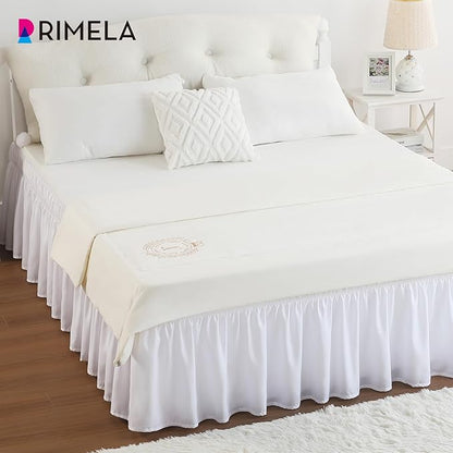 RIMELA White Bed Skirt Full Size 18 Inch Drop, Elastic Bed Skirting - Image 7