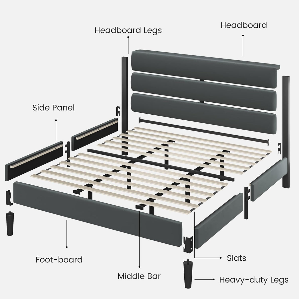 fluest king size bed frame, platform bed frame, package contents