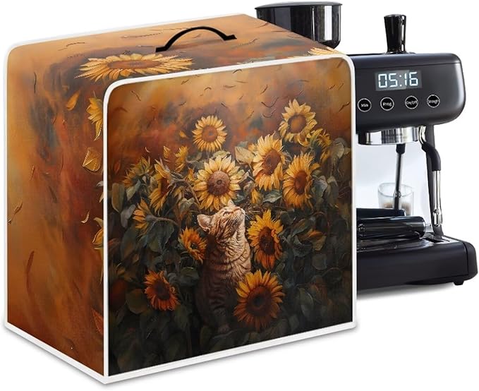 Cute Flowers Cat Coffee Maker Cover by PJHEQOXE