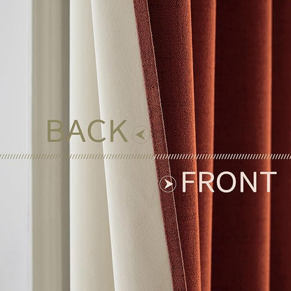 MIULEE Linen Curtains for Bedroom 100% Blackout Thermal Insulated Burnt Orange - Image 6