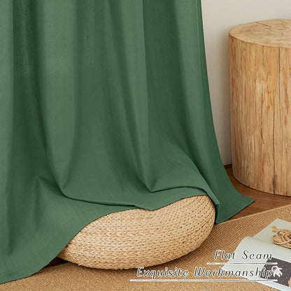 NICETOWN Linen Olive Green Window Curtains 84 inches Long, Grommet Thick Linen - Image 4