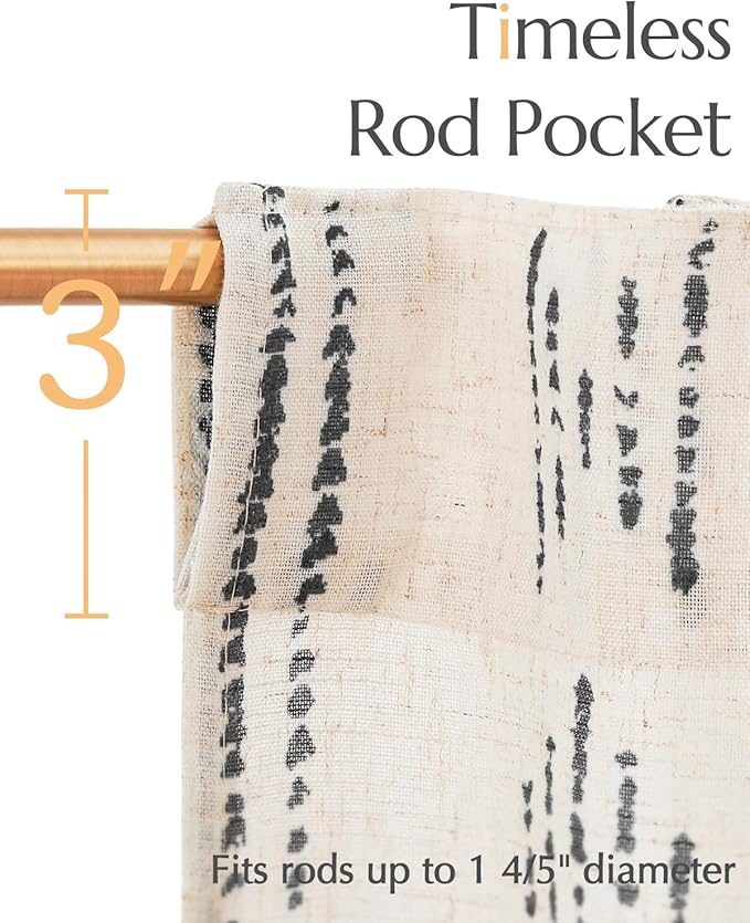jinchan Boho Kitchen Curtains Linen Cafe Tier Curtains 24 Inch Bohemian - Image 6