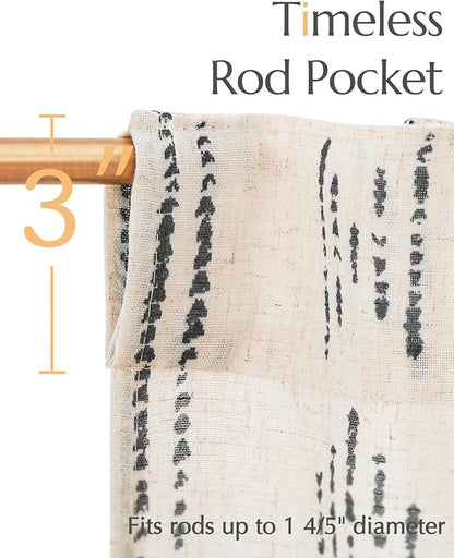 jinchan Boho Kitchen Curtains Linen Cafe Tier Curtains 36 Inch Bohemian - Image 4