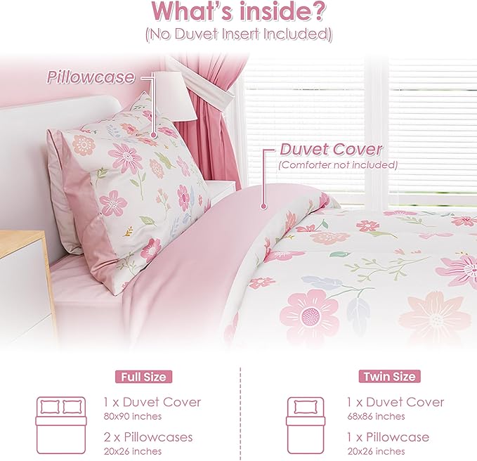 SANDJEST Floral Duvet Cover Sets Twin Size - Image 2