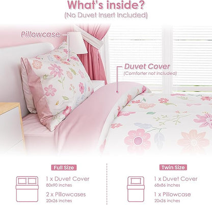 SANDJEST Floral Duvet Cover Sets Full Size - Image 2