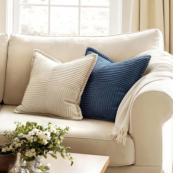 MIULEE Blue Corduroy Pillow Covers 16x16 Inch - Image 2