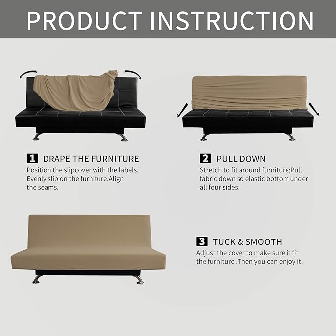 Easy-Going Stretch Futon Slipcover Armless Futon Bed Cover Furniture Protector - Image 4