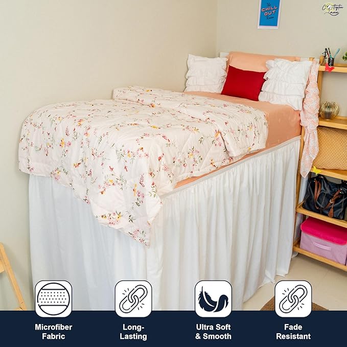 Cottington Lane Extra Long Ruffled College Dorm Bed Skirt 32 Inch Drop - Image 2