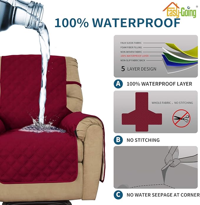 Easy-Going Sofa Slipcover Waterproof Recliner Chair Cover Non-Slip Fabric Couch - Image 3
