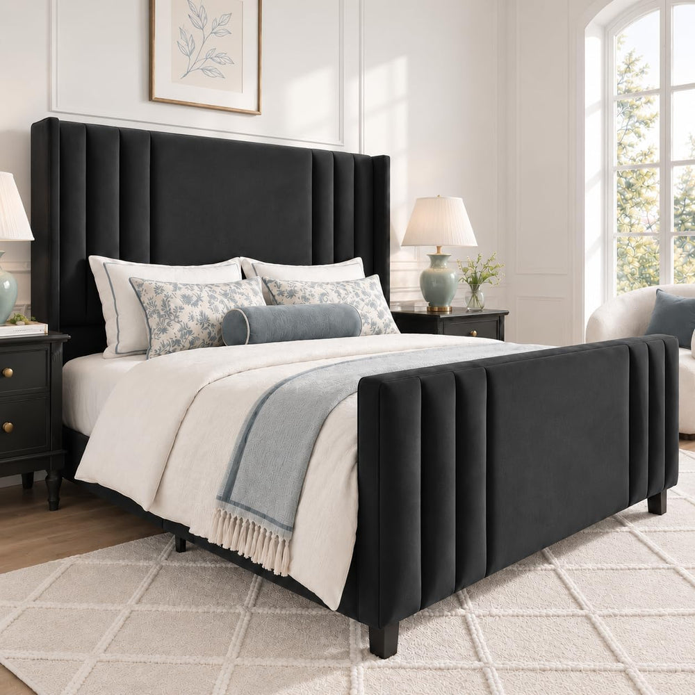 Albott Queen Platform Bed with Wingback Headboard & Footboard