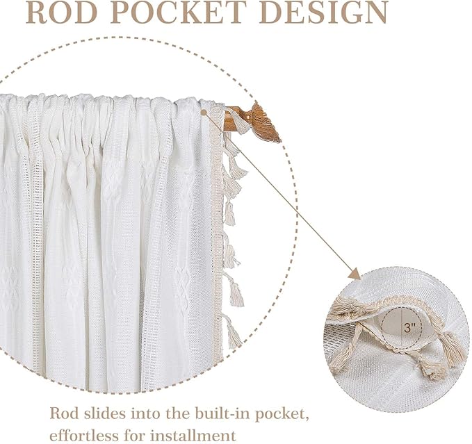 ColorBird Boho Curtains White Drapes 84 Inches Long - Image 4