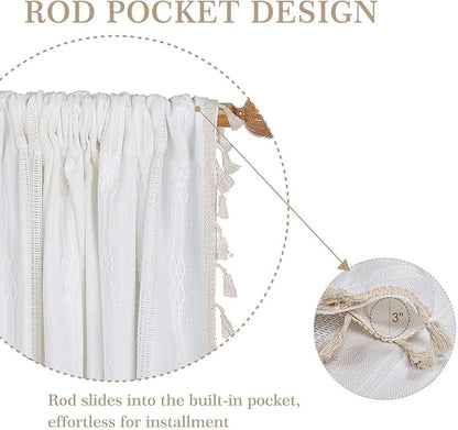 ColorBird Boho Curtains White Drapes 84 Inches Long - Image 4