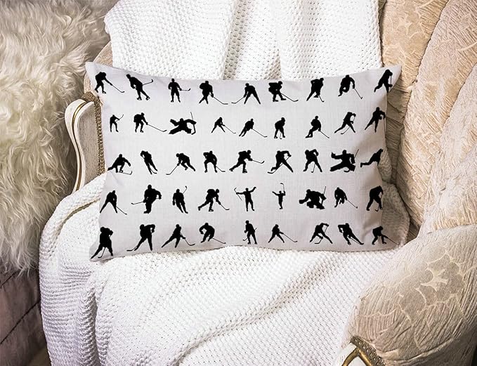 Solekla Silhouettes Hockey Players Pillow Cover Farmhouse Sport ice Skating Man - Image 3