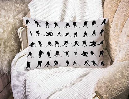 Solekla Silhouettes Hockey Players Pillow Cover Farmhouse Sport ice Skating Man - Image 3