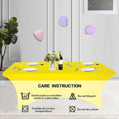 IVAPUPU 2 Pack 4FT Table Cloth for Rectangular Fitted Events Stretch Yellow - Image 5