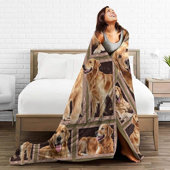 Golden Retriever Blanket Golden Retriever Throw Blanket Flannel Stuff Merch - Image 5