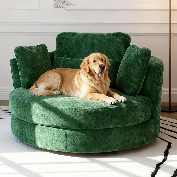 Aoiy & Wifon 50.2'' W Oversized Swivel Barrel Chair, Round Oversized Arm Chair by AoiyWifon