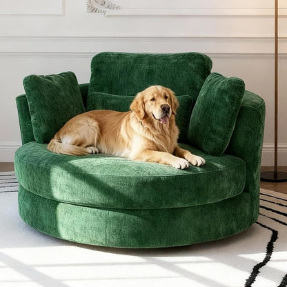 Aoiy & Wifon 50.2'' W Oversized Swivel Barrel Chair, Round Oversized Arm Chair by AoiyWifon