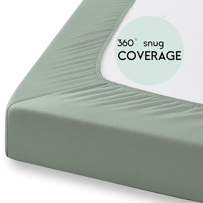 Yoofoss Pack and Play Sheets Fitted, Mini Crib Sheets 2-Pack - Image 6