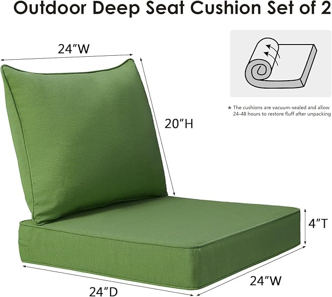 Outdoor Patio Chair Cushions Set, Water-Repellent, Fade Resistant, Deep Seat - Image 5