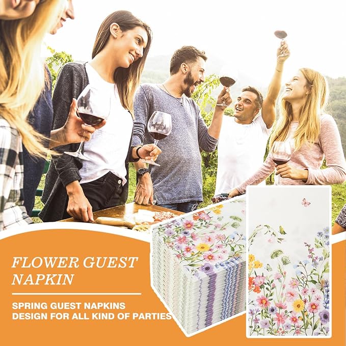 100Pcs Disposable Floral Paper Napkins Decorative Bathroom Napkins Guest - Image 4