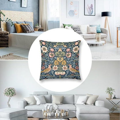 William Morris Floral Original Throw Pillow Covers Boho Chic Retro Floral Bird - Image 7