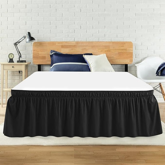 King Bed Skirt, Elastic Wrap Around Bed Skirt King Size, Bed Skirts by ANARACHON