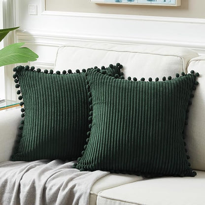 Fancy Homi Pack of 2 Dark Green Decorative Throw Pillow Covers 26x16 Inch by Fancy+Homi