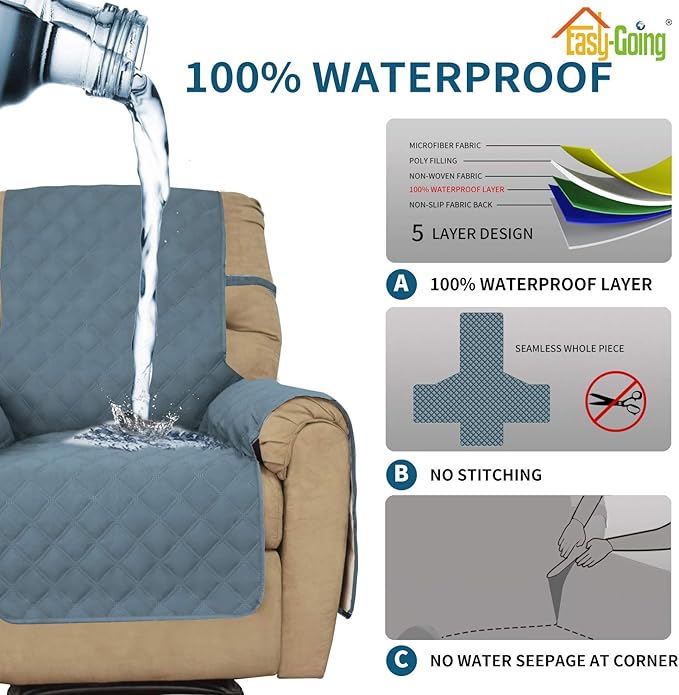 Easy-Going Sofa Slipcover Waterproof Recliner Chair Cover Non-Slip Fabric Couch - Image 4