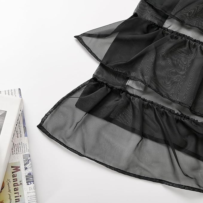 PearAge Ruffled Voile Semi Sheer Curtain Valance, Kitchen Living Room Shabby - Image 7