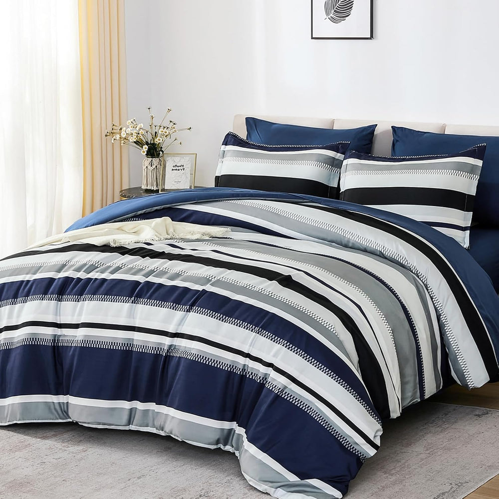 WONGS BEDDING Comforter Full Size, Navy Blue Bedding Comforter Set for Full B...