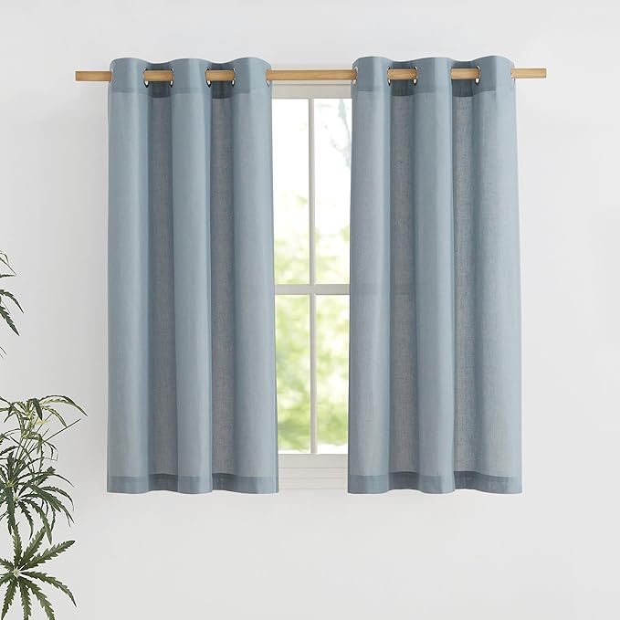 NICETOWN Stone Blue Short Linen Curtains by NICETOWN