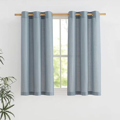 NICETOWN Stone Blue Short Linen Curtains by NICETOWN