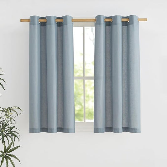 NICETOWN Stone Blue Short Linen Curtains by NICETOWN