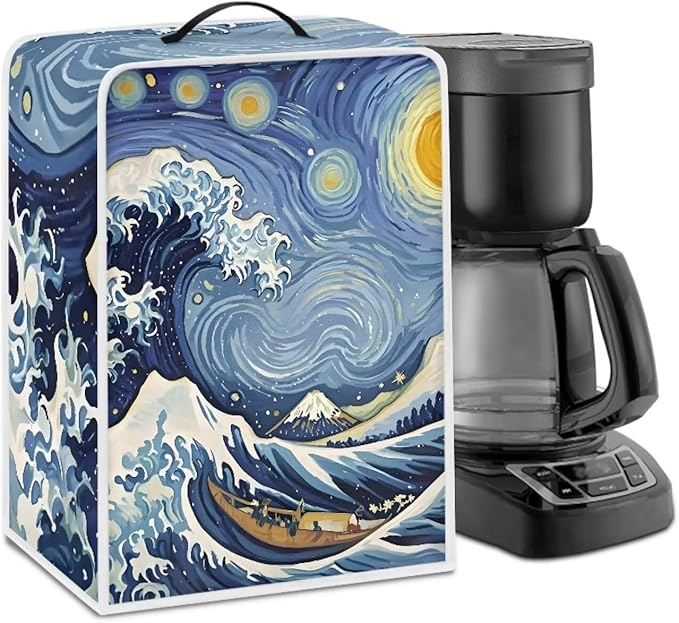 Starry Night Great Wave Print Coffee Maker Covers by PJHEQOXE