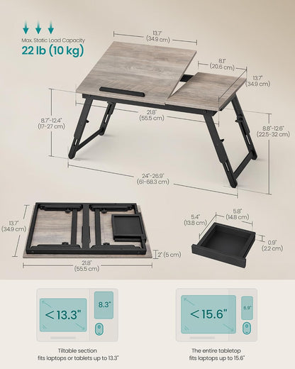 songmics bed laptop desk, folding bed table adjustable, package contents