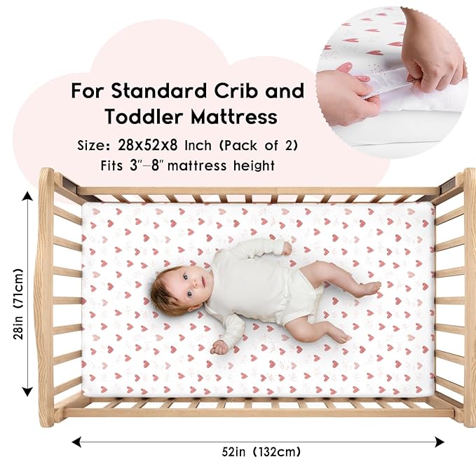 Yoofoss Baby Crib Sheets for Boys Girls, Fitted Crib Sheet 2 Pack for Standard - Image 2