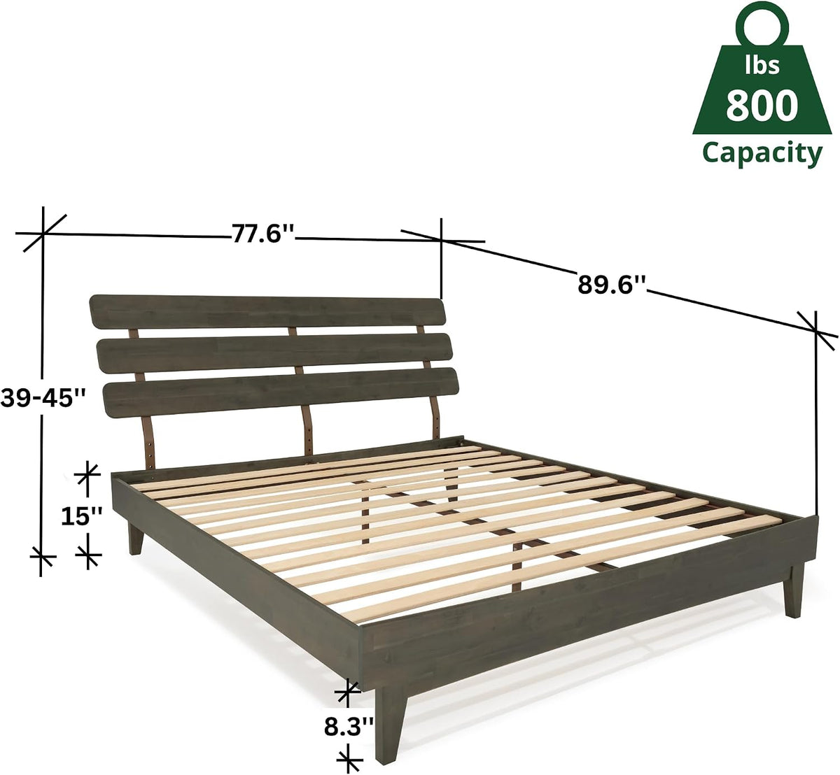 bme caden 15 inch king bedframe, adjustable headboard shown in use