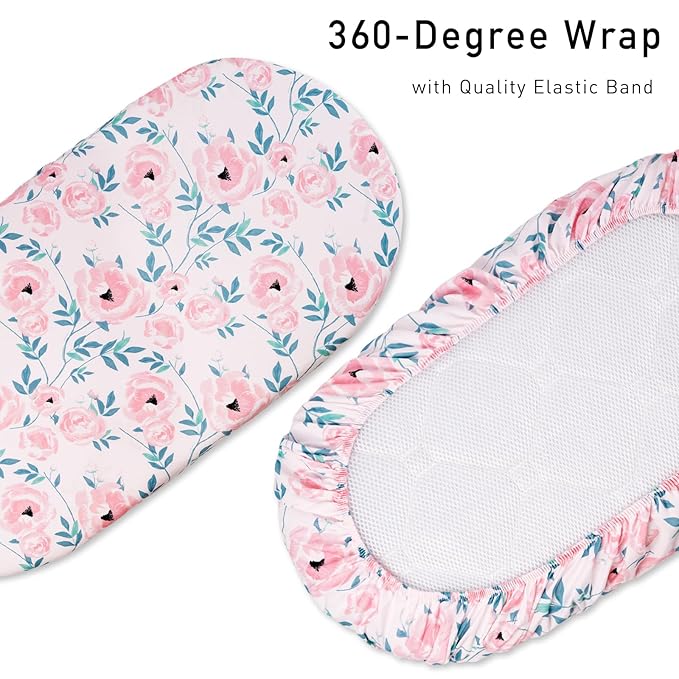 Gllquen Baby Bassinet Sheets Set 2-Pack, Breathable Cozy Bassinet Fitted Sheet - Image 3