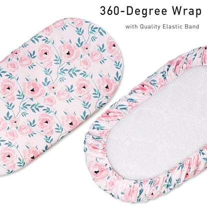 Gllquen Baby Bassinet Sheets Set 2-Pack, Breathable Cozy Bassinet Fitted Sheet - Image 3