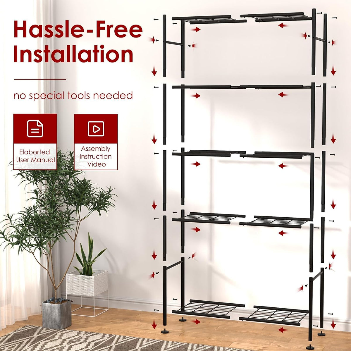 sakugi storage shelves - 5 tier shelf organizer on a desk or shelf