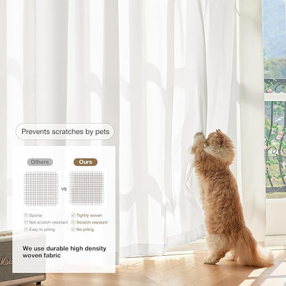 Anmao Non-See-Through Off White Privacy Semi Sheer Curtains - Image 4