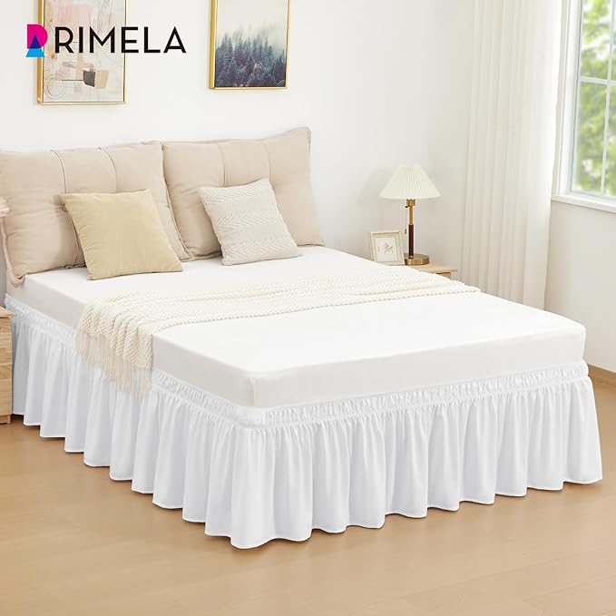 RIMELA Bed Skirt Queen Size Moon White 15 Inch Drop, Wrap Around Elastic - Image 6